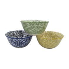 Miramarket Set skled DKD Home Decor Porcelan Modra Zelena Rumena 3 kosov (15,4 x 15,4 x 7,4 cm) (650 ml)