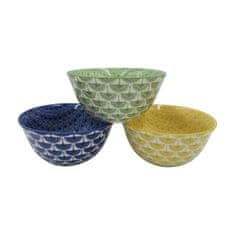 Miramarket Set skled DKD Home Decor Porcelan Modra Zelena Rumena 3 kosov (15,4 x 15,4 x 7,4 cm) (650 ml)