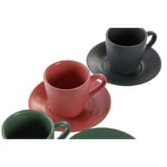 Miramarket Set 6 Skodelic s Krožnikom DKD Home Decor Roza Bela Zelena Temno siva Gres 90 ml