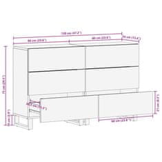 Vidaxl Komoda 2 kosa 60x34x75 cm trden mangov les