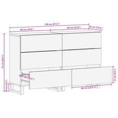 Vidaxl Komoda 2 kosa 60x34x75 cm trden akacijev les