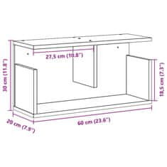 Vidaxl Stenska omarica 60x20x30 cm črna inženirski les