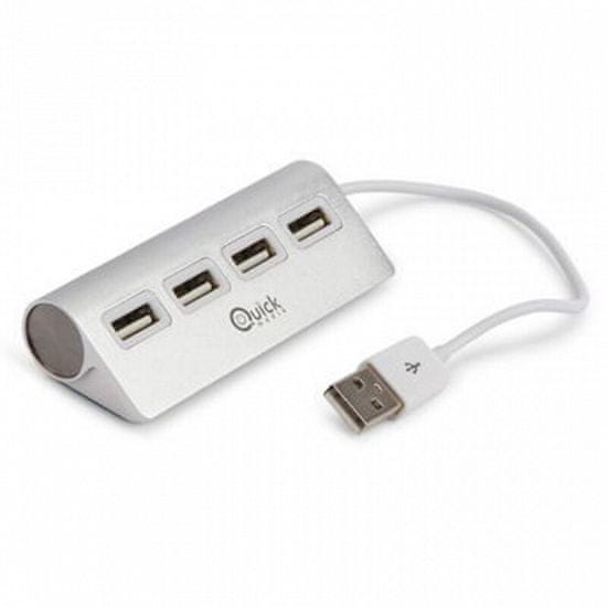 NEW USB 4-vratni hub Quick Media QMH204P Apple HOT SWAPPABLE Bela Aluminij