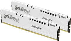 Kingston Fury Beast White RAM pomnilnik, 64GB, 6400 MHz, DDR5, CL32, DIMM, 2 kos (KF564C32BWEK2-64)