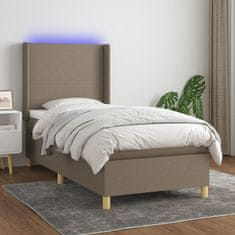 Vidaxl Box spring postelja z vzmetnico LED taupe 80x200 cm blago