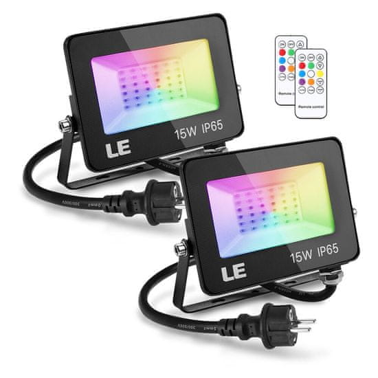 Lepro 2x Zunanji LED reflektor RGB z daljincem 15W IP65