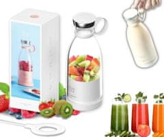 HOME & MARKER® Blender za Smoothije, Mešalnik Sokov, Prenosni, USB polnjenje (Bela) | JUCIFY