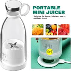 HOME & MARKER® Blender za Smoothije, Mešalnik Sokov, Prenosni, USB polnjenje (Bela) | JUCIFY