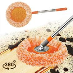 Cool Mango 360° prilagodljiv čistilec površin, vsestranska metla, talni čistilec z rotacijo, metla za pomivanje tal, primeren za številne površine, do 135 cm raztegljiv ročaj, 26 cm premer – Sunflower
