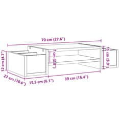 Vidaxl Stojalo za zaslon s predelki siva sonoma 70x27x15 cm inž. les