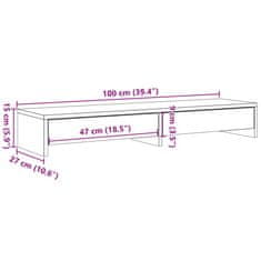 Vidaxl Stojalo za zaslon s predali sonoma hrast 100x27x15 cm inž. les