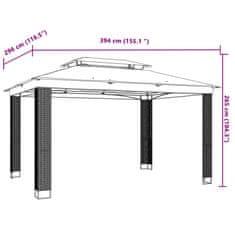 Vidaxl Paviljon z dvojno streho krem 3,94x2,96 m jeklo