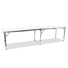 Aga Zložljiva kamping miza 240x60x70/60/55 cm Bela