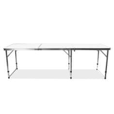 Aga Zložljiva kamping miza 180x60x70/60/55 cm Bela