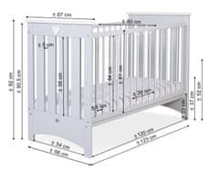 MY SWEET BABY Lesena otroška posteljica 120x60cm Lorenzo III bela/siva