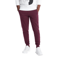 OMBRE Moška bombažna jopica BASIC jogger burgundske barve MDN126892 S