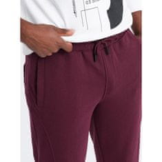 OMBRE Moška bombažna jopica BASIC jogger burgundske barve MDN126892 S