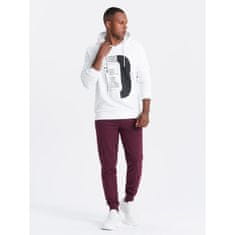 OMBRE Moška bombažna jopica BASIC jogger burgundske barve MDN126892 S