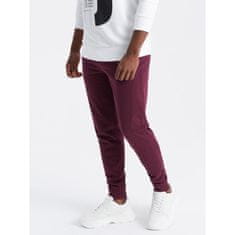 OMBRE Moška bombažna jopica BASIC jogger burgundske barve MDN126892 S