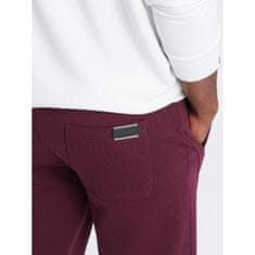 OMBRE Moška bombažna jopica BASIC jogger burgundske barve MDN126892 S