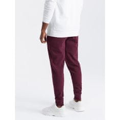 OMBRE Moška bombažna jopica BASIC jogger burgundske barve MDN126892 S