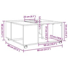 Vidaxl Klubska mizica betonsko siva 80x80x40 cm konstruiran les