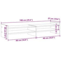 Vidaxl Stojalo za monitor rjavi hrast 100x27x20 cm inženirski les