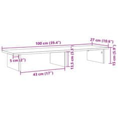 Vidaxl Stojalo za monitor artisian hrast 100x27x15 cm inženirski les