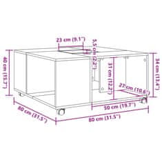 Vidaxl Klubska mizica dimljeni hrast 80x80x40 cm inženirski les