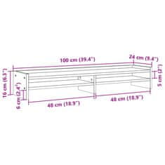 Vidaxl Stojalo za monitor rjavi hrast 100x24x16 cm inženirski les