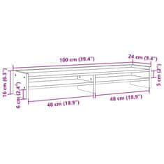 Vidaxl Stojalo za zaslon sonoma hrast 100x24x16 cm iverna plošča