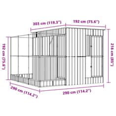 Vidaxl Voliera s podaljškom srebrna 290x303x216 cm jeklo