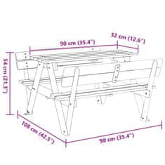 Vidaxl Piknik miza za 4 otroke z luknjo za senčnik trden les jelke