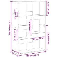 Vidaxl Pregrada za prostor rjav hrast 100x33x155,5 cm inženirski les