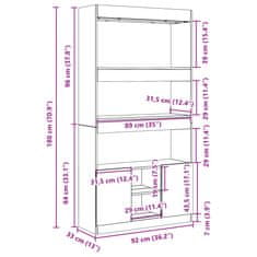 Vidaxl Visoka omara sonoma hrast 92x33x180 cm inženirski les