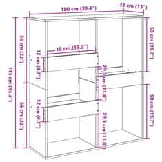 Vidaxl Knjižna omara/pregrada dimljeni hrast 100x33x115 cm