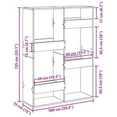 Vidaxl Pregrada za prostor betonsko siva 100x33x135 cm inženirski les