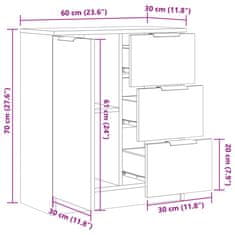 Vidaxl Komoda artisian hrast 60x30x70 cm inženirski les