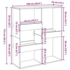 Vidaxl Pregrada za prostor rjav hrast 100x33x115 cm inženirski les