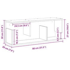 Vidaxl Stenska omarica 80x20x30 cm bela inženirski les