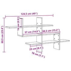 Vidaxl Stenska polica artisian hrast 124,5x18x60,5 cm inženirski les