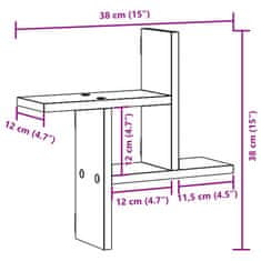 Vidaxl Stenske police 2 kosa artisian hrast 38x12x38 cm inženirski les