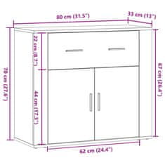 Vidaxl Komoda artisian hrast 80x33x70 cm inženirski les