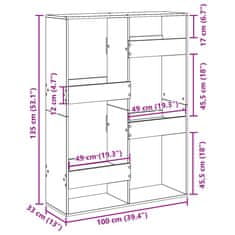 Vidaxl Knjižna omara rjavi hrast 100x33x135 cm inženirski les