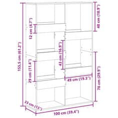 Vidaxl Pregrada za prostor sonoma hrast 100x33x155,5 cm inženirski les