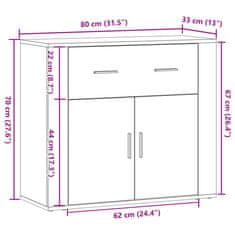 Vidaxl Komoda starinski les 80x33x70 cm inženirski les