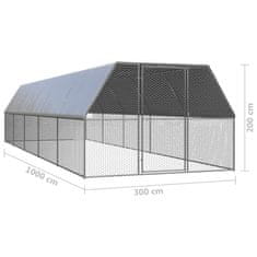 Vidaxl Kokošnjak 3x10x2 m pocinkano jeklo