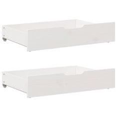 Vidaxl Predal za posteljo 2 kosa bela 80x55x16 cm trdna borovina