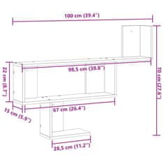 Vidaxl Stenska polica siva sonoma 100x15x70 cm inženirski les