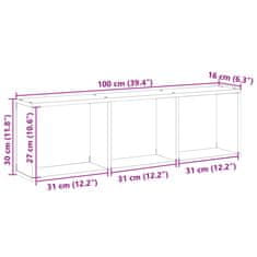 Vidaxl Stenska omarica 100x16x30 cm sonoma hrast inženirski les